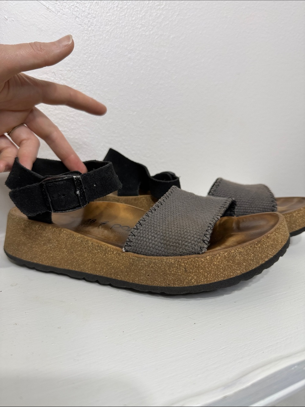 Papillio By Birkenstock Glenda Wedge Sandal 38 canvas and leather
